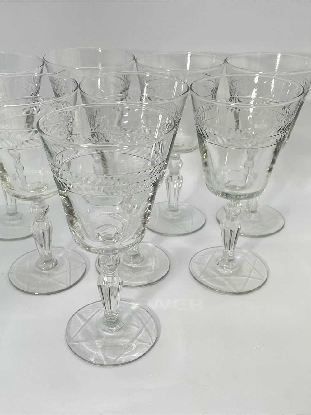 Vintage Libbey Rock Sharpe Jefferson Crystal Water Goblets Set of 8 Etched Star